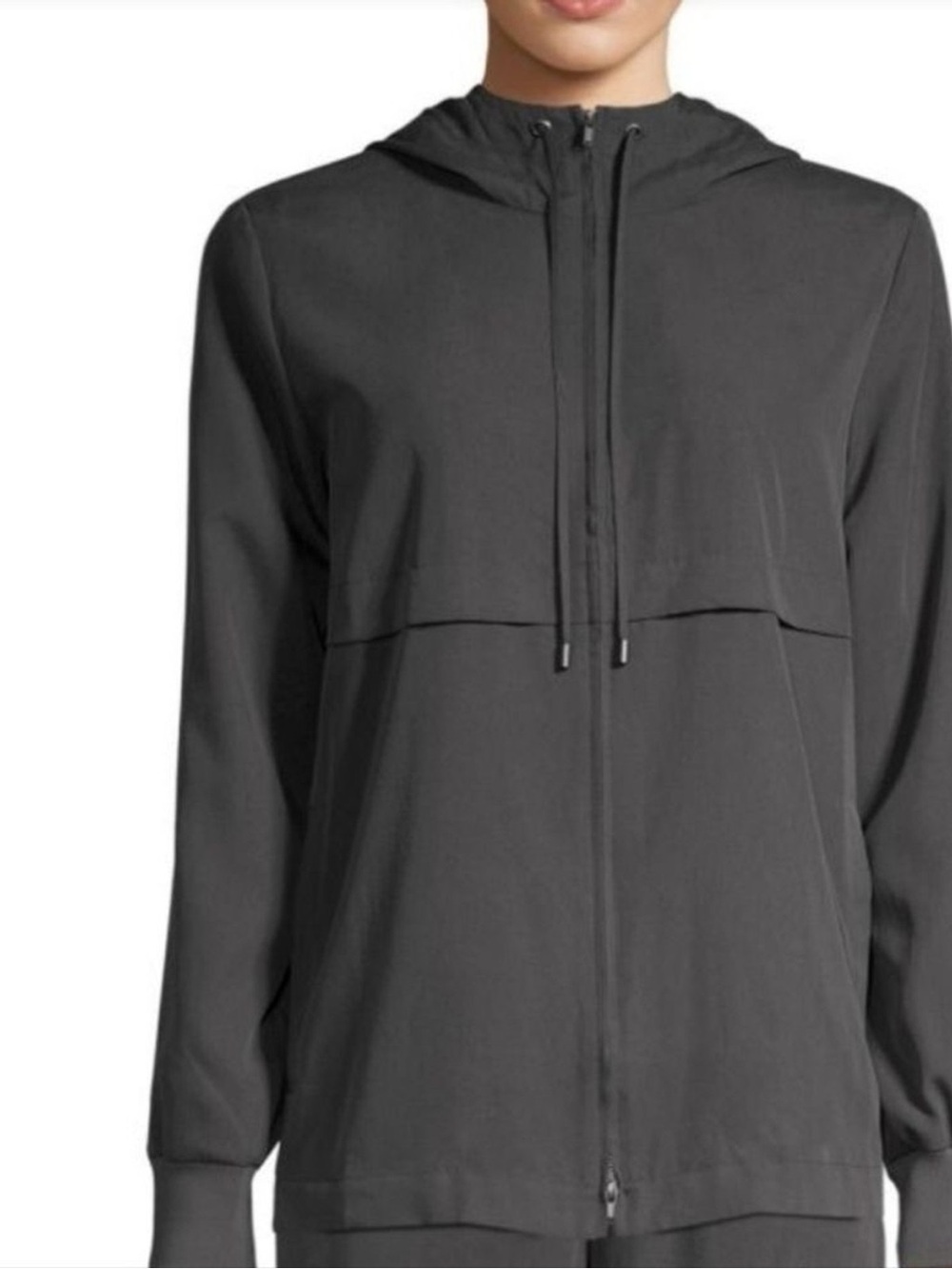 EILEEN FISHER Sandwashed Tencel Hooded Jacket in Dark Grey Size Small